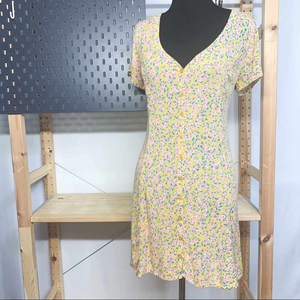 Billabong Floral Mini Dress - Yellow and Pink #109